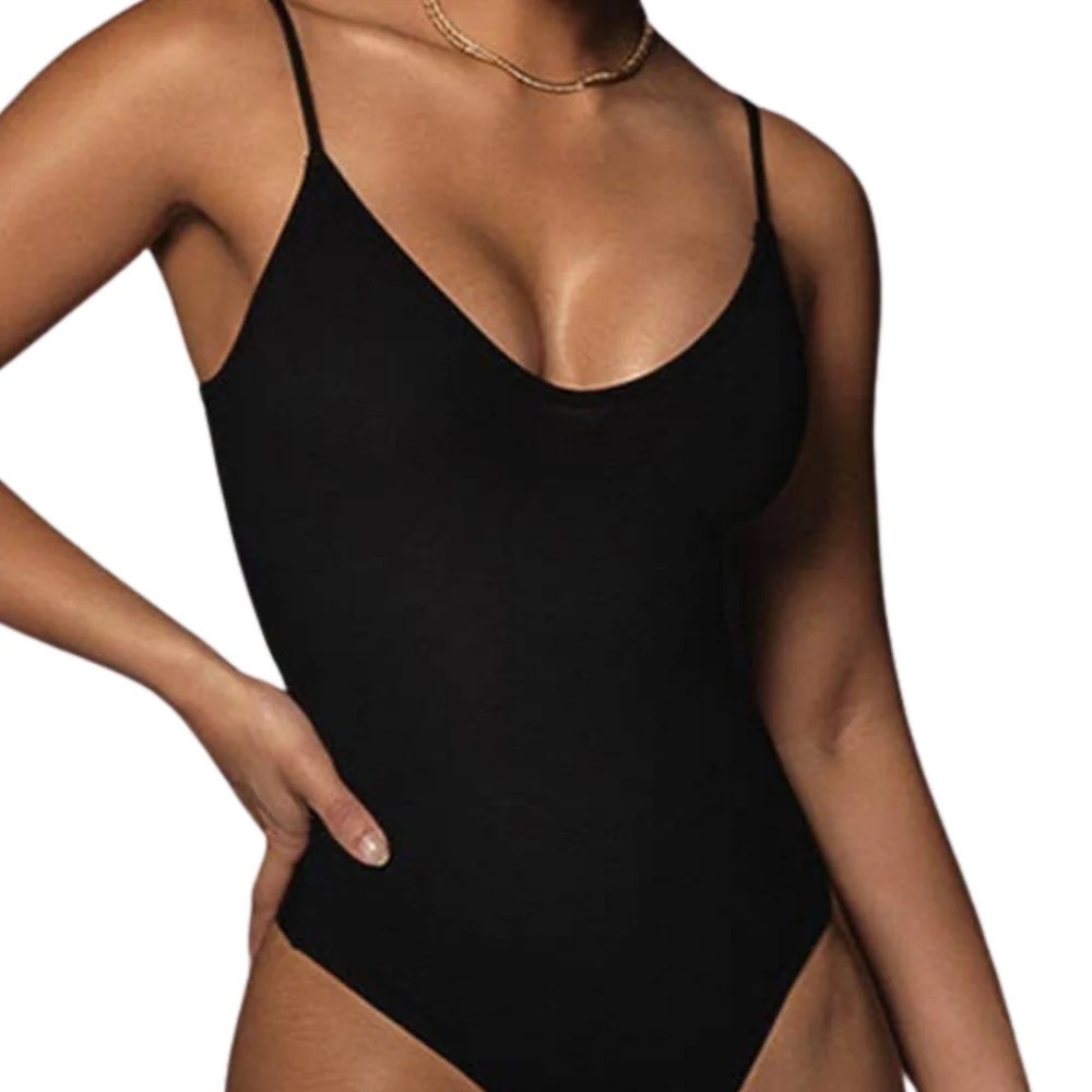 SHEIN Black One-Piece Swimsuit Thong Size Medium - Picture 1 of 10